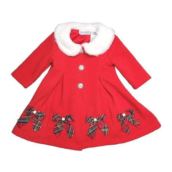 Blueberi Boulevard NWOT Girls Red Christmas Coat Size 12 Months - Picture 1 of 5